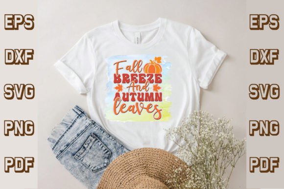 Fall Breeze and Autumn Leaves Svg Retro T-Shirt Designs