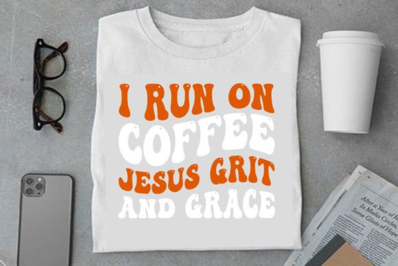 Retro Strong Woman T-Shirt Design, I Run on Coff